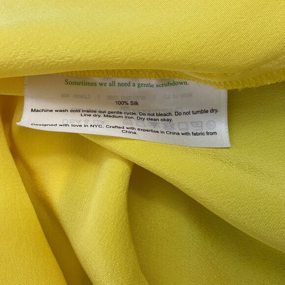 MM Lafleur 100% Silk Sleeveless Tank Top women XS yellow mock neck - Picture 5 of 9